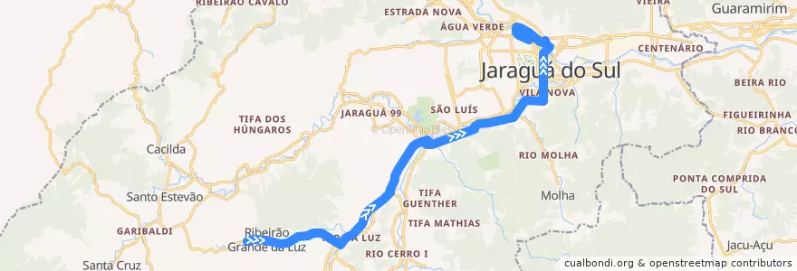 Mapa del recorrido Ribeirão Grande da Luz - Terminal de la línea  en Jaraguá do Sul.