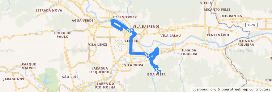 Mapa del recorrido Boa Vista - Terminal de la línea  en Jaraguá do Sul.