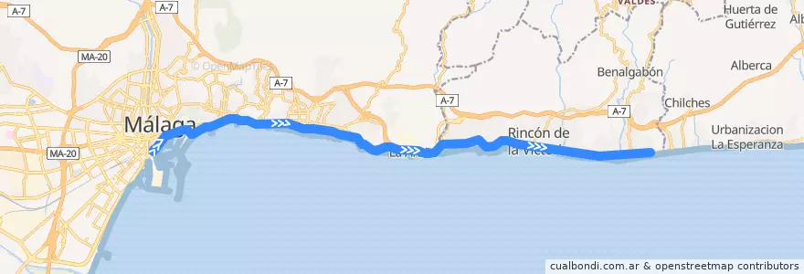 Mapa del recorrido Línea M-163 de la línea  en İspanya.
