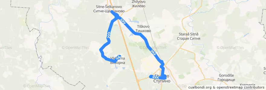 Mapa del recorrido Автобус №42: Вихорна - Ступино de la línea  en городской округ Ступино.