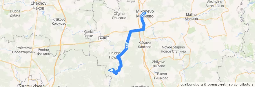 Mapa del recorrido Автобус №36: Михнево – Лапино de la línea  en City district Stupino.