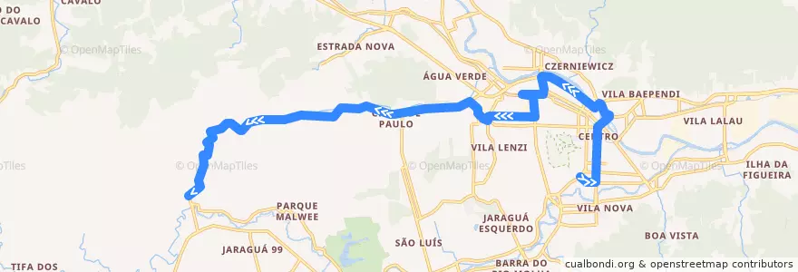 Mapa del recorrido Centro - Chico de Paulo de la línea  en Jaraguá do Sul.