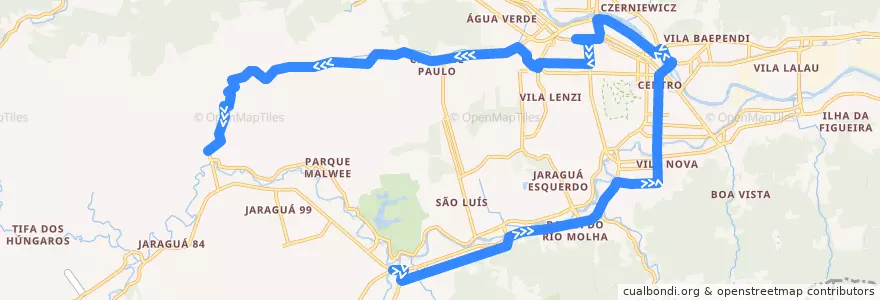 Mapa del recorrido Malwee - Chico de Paulo de la línea  en Jaraguá do Sul.