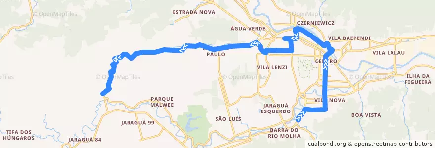 Mapa del recorrido SENAI - Chico de Paulo de la línea  en Jaraguá do Sul.