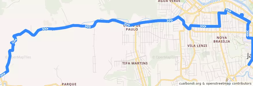 Mapa del recorrido Chico de Paulo - Centro de la línea  en Jaraguá do Sul.