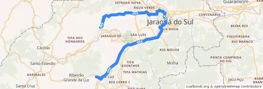 Mapa del recorrido Chico de Paulo - Seara de la línea  en Jaraguá do Sul.