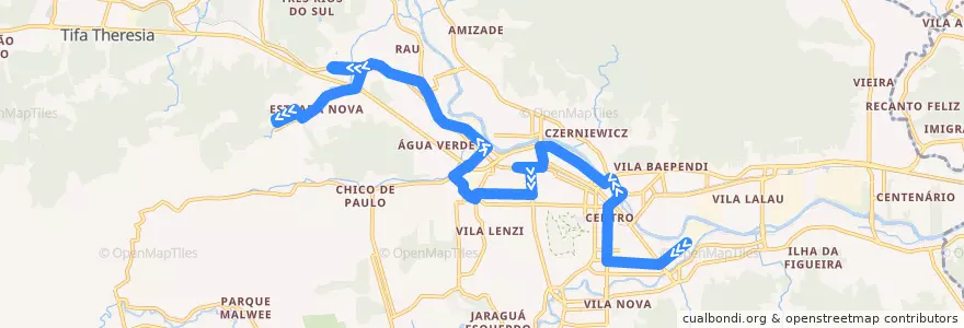 Mapa del recorrido Duas Rodas - Lot. Jomar de la línea  en Jaraguá do Sul.