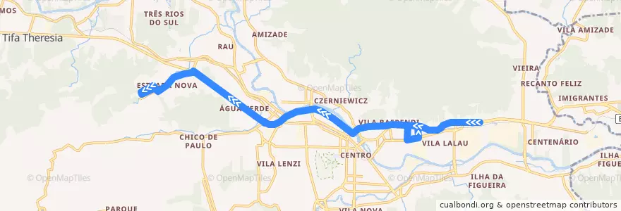Mapa del recorrido WEG II - Lot. Jomar de la línea  en Jaraguá do Sul.