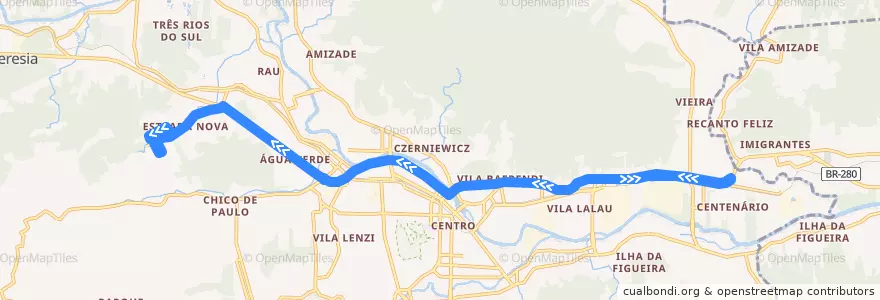 Mapa del recorrido WEG II - Lot. Primavera de la línea  en Jaraguá do Sul.