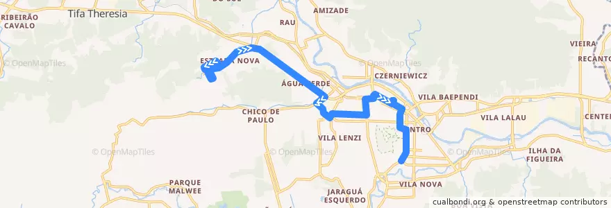 Mapa del recorrido Lot. Jomar - Centro de la línea  en Jaraguá do Sul.