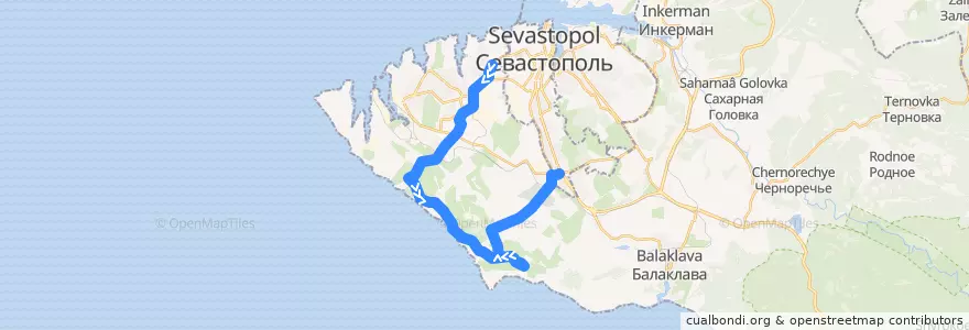 Mapa del recorrido Автобус №3: ЦУМ - Фиолент - 5-й километр Балаклавского шоссе de la línea  en Севастополь.