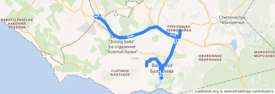 Mapa del recorrido Автобус №8: 5-й километр - Балаклава (Центр) - Кадыковский комбинат de la línea  en Балаклавский округ.