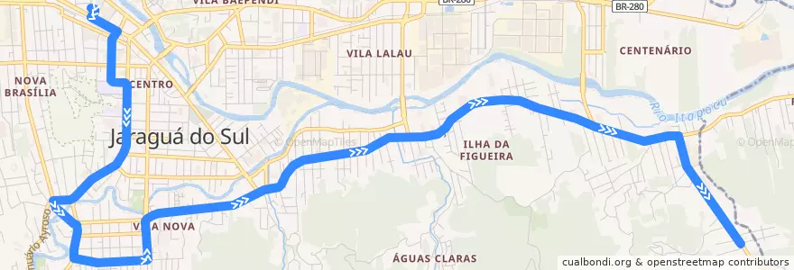 Mapa del recorrido Terminal - Pedreira de la línea  en Jaraguá do Sul.