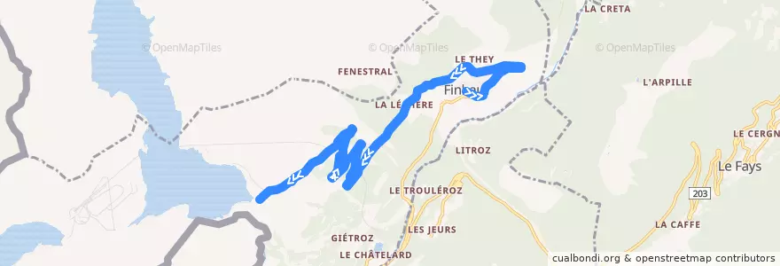 Mapa del recorrido 12.230 : Finhaut => Emosson de la línea  en Finhaut.
