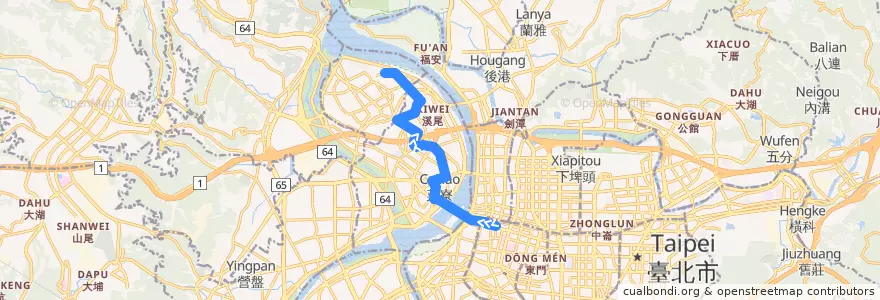 Mapa del recorrido 臺北市 39 臺北車站-三重 (返程) de la línea  en Nuevo Taipéi.