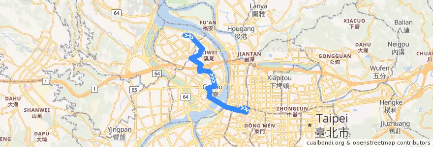 Mapa del recorrido 臺北市 39夜 三重-臺北車站 (往程) de la línea  en تايبيه الجديدة.