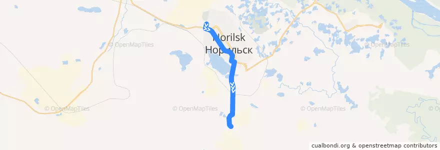 Mapa del recorrido Автобус №16А: АДЦ - ул. Комсомольская - АБК "НПОПАТ" de la línea  en городской округ Норильск.