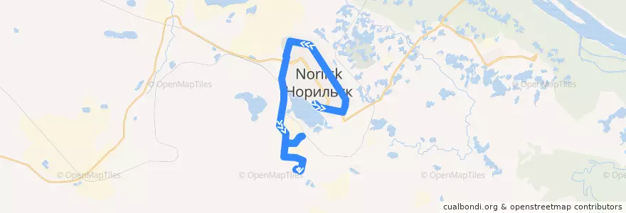 Mapa del recorrido Автобус №17: Дворец спорта "Арктика" - УАДиС de la línea  en городской округ Норильск.
