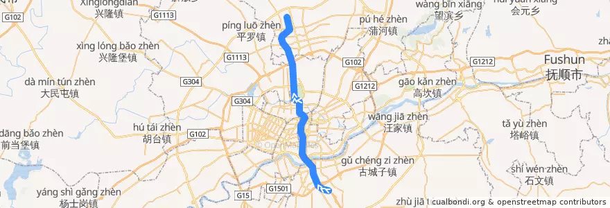 Mapa del recorrido 沈阳地铁2号线 de la línea  en Шэньян.