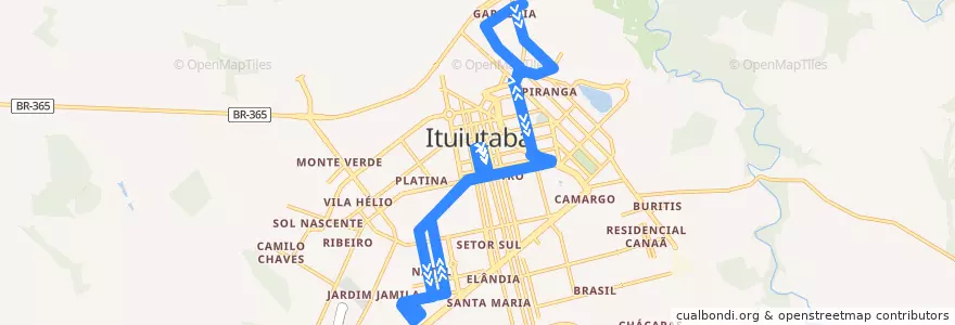 Mapa del recorrido Natal - Gardênia de la línea  en Ituiutaba.