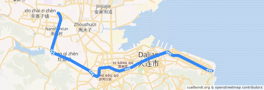 Mapa del recorrido 大连地铁2号线 de la línea  en 다롄 시.