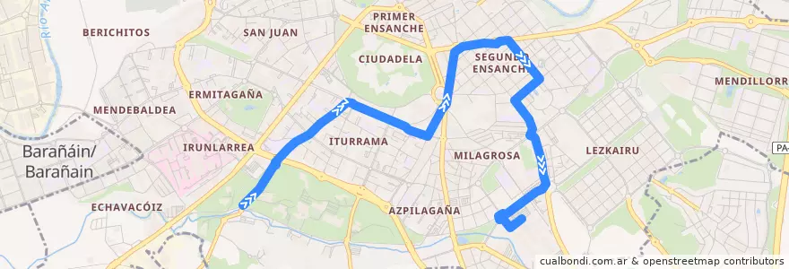 Mapa del recorrido Bus L1: Universidad de Navarra => UPNA de la línea  en Pamplona/Iruña.