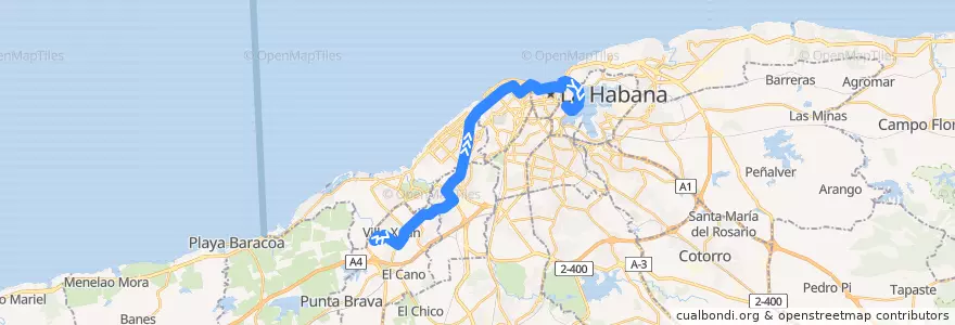 Mapa del recorrido Línea de metrobus P5 San Agustin => Ave del Puerto de la línea  en La Havane.