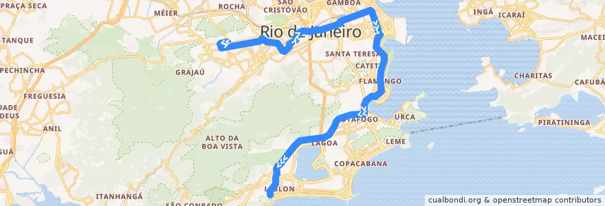 Mapa del recorrido Ônibus 439 - Vila Isabel → Leblon de la línea  en Rio de Janeiro.