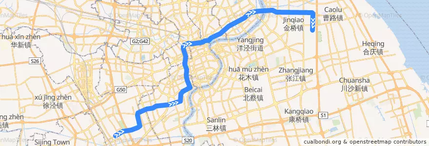 Mapa del recorrido Metro 12号线: 七莘路 → 金海路 de la línea  en Xangai.
