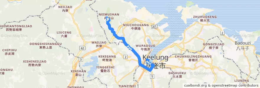 Mapa del recorrido 基隆市公車 303 大竿林（往總站） de la línea  en 基隆市.