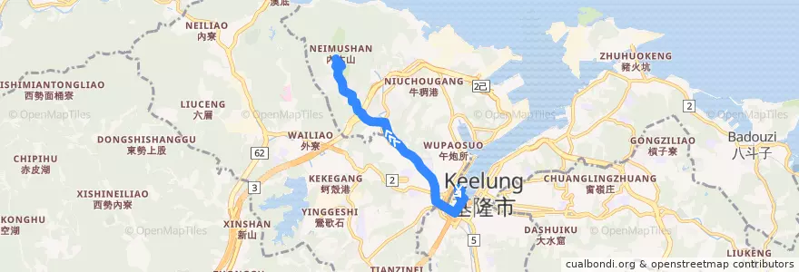 Mapa del recorrido 基隆市公車 303 大竿林（往大竿林） de la línea  en 基隆市.