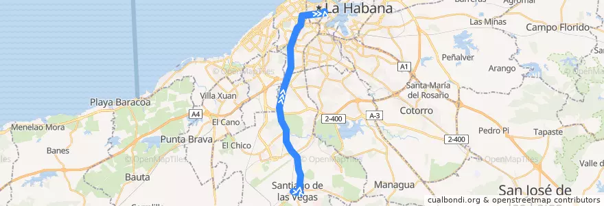 Mapa del recorrido Línea de metrobus P12 Santiagp => Parque Fraternidad de la línea  en La Havane.
