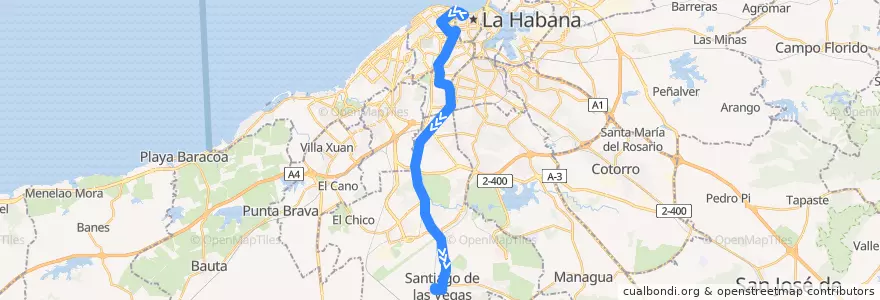 Mapa del recorrido Línea de metrobus P16 Hospital Amejeiras => Santiago de la línea  en Гавана.