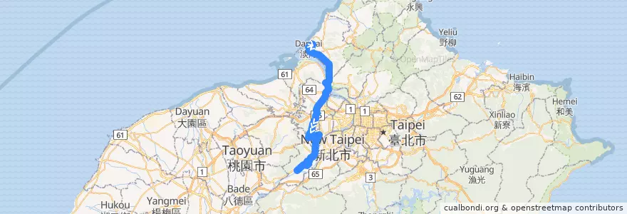 Mapa del recorrido 新北市 880 淡海-樹林 (返程) de la línea  en تايبيه الجديدة.