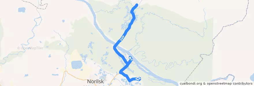 Mapa del recorrido Автобус №41: Норильск (Городская больница №1) - Талнах (Торговый центр) de la línea  en городской округ Норильск.