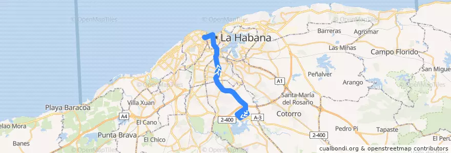 Mapa del recorrido Línea de metrobus P6 Electrico => Vedado de la línea  en Гавана.