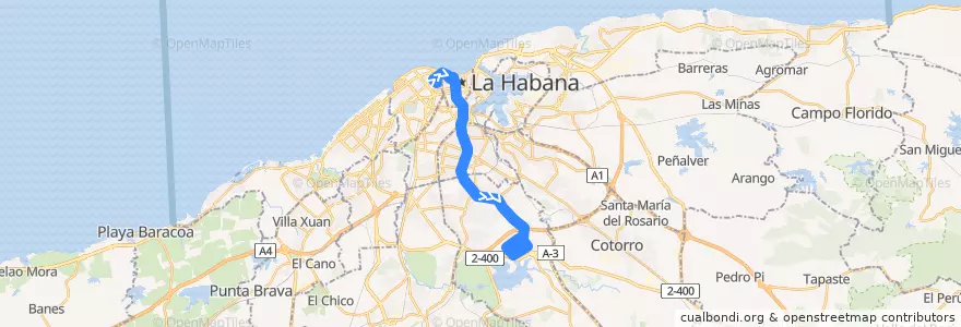 Mapa del recorrido Línea de metrobus P6 Vedado => Eléctrico de la línea  en La Habana.