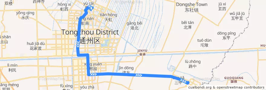 Mapa del recorrido 226路: 通州北站 => 二甲客运站 de la línea  en Tongzhou District.