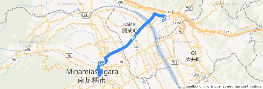 Mapa del recorrido 新松田駅⇔関本 de la línea  en 神奈川県.