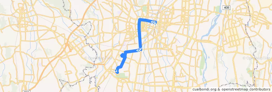 Mapa del recorrido 関東自動車バス[31] 宇都宮駅⇒一条⇒江曽島（西川田東） de la línea  en Utsunomiya.