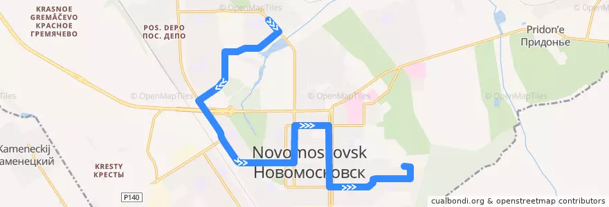 Mapa del recorrido Автобус 6: 5 мкр. - 19 кв. de la línea  en Novomoskovsky District.
