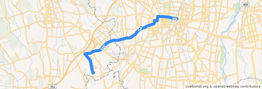 Mapa del recorrido 関東自動車バス[41] 宇都宮駅⇒運転免許センター de la línea  en Tochigi Prefecture.