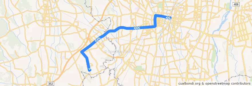 Mapa del recorrido 関東自動車バス[41] 宇都宮駅⇒直通⇒運転免許センター de la línea  en 栃木県.