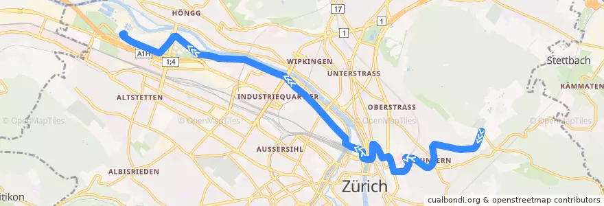 Mapa del recorrido Tram 6: Zoo → Werdhölzli de la línea  en Zurigo.