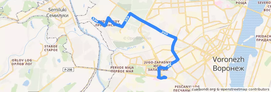 Mapa del recorrido Автобус №17: Придонской - Героев Сибиряков de la línea  en городской округ Воронеж.