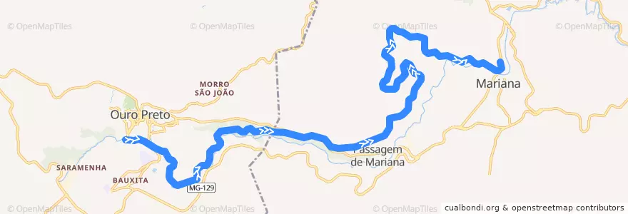 Mapa del recorrido Trem da Vale de la línea  en Microrregião Ouro Preto.