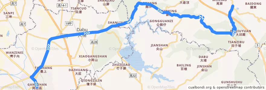 Mapa del recorrido 8013(往程) de la línea  en Гаосюн.