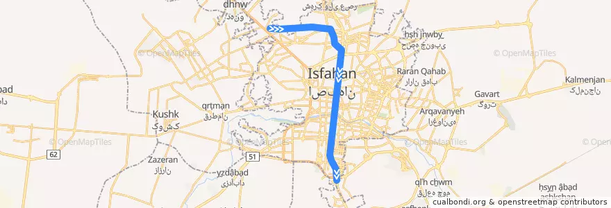 Mapa del recorrido خط ۱ de la línea  en اصفهان.