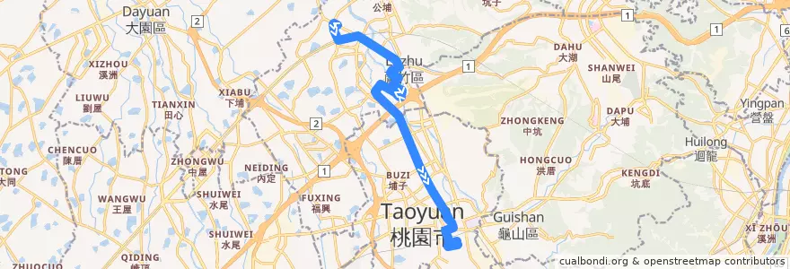 Mapa del recorrido 航空城捷運線先導公車GR 桃園-好市多 (返程) de la línea  en 타오위안 시.