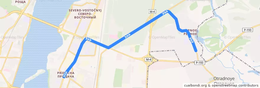 Mapa del recorrido Автобус №59: Димитрова — Репное de la línea  en городской округ Воронеж.